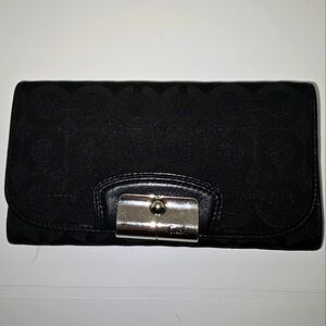 Coach Black Canvis Long Wallet